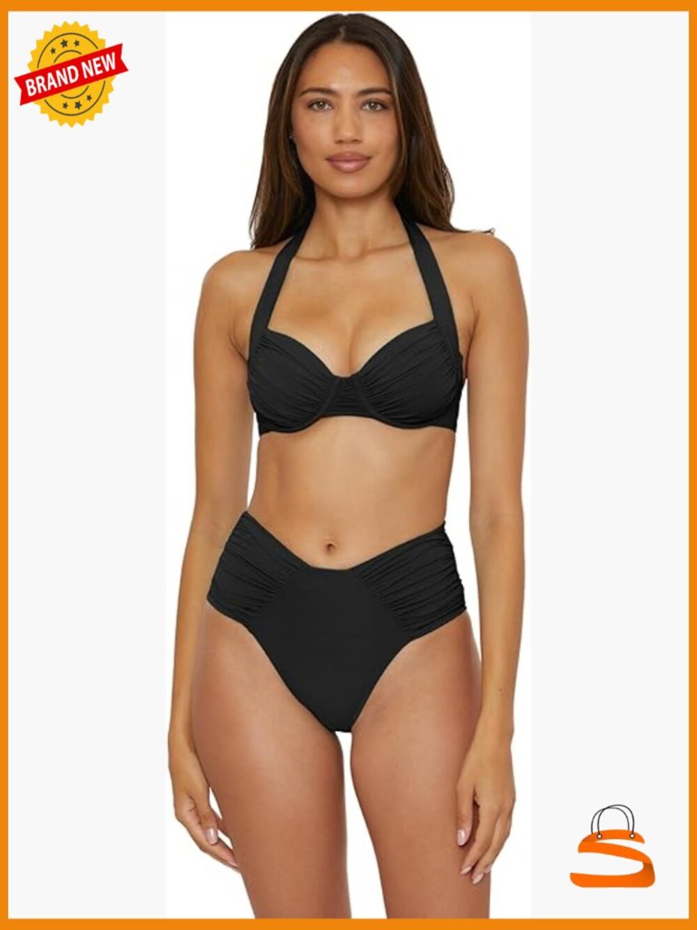 Women's Shirred Underwire Bikini Top Multiway Adjustable Swimsuit Top
